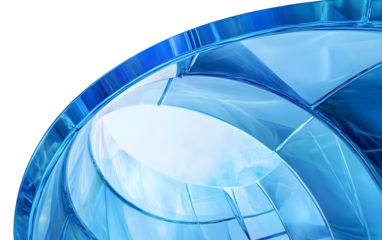 Blue abstract curved glass background, 3d rendering.