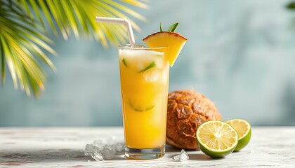 a tropical and refreshing drink that combines the flavors of pineapple, coconut, and lime