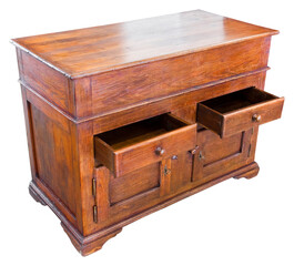 OLD ITALIAN WOODEN CUPBOARD JUST RESTORED on white background for easy selection