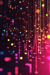 Obraz premium Colorful data stream falling, digital background, abstract art, website design