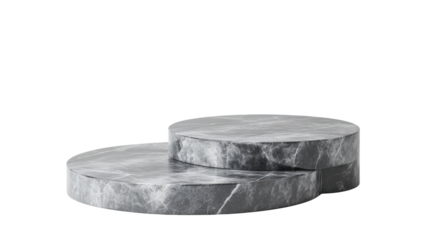 Stylish gray marble pedestals in a modern interior setting enhancing minimalistic decor isolated on transparent background