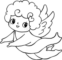 Retro Valentine Cupid coloring image