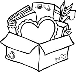 Retro Bookish Valentine Gift Box coloring image
