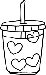 Retro Valentine Ice Coffee coloring image