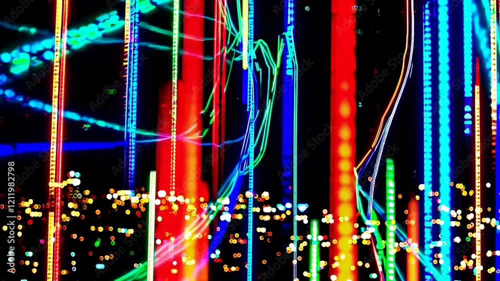 Aufkleber vibrant light display creates mesmerizing patterns in urban environment at night