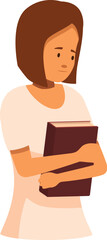 Young woman gently hugging a book, embodying the spirit of learning and knowledge