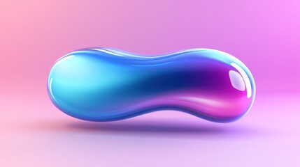 Holographic blob levitates on pink backdrop