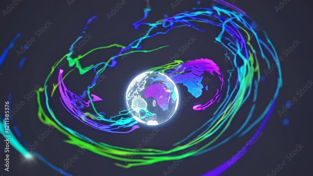 Leinwandbilder vibrant visual representation of the earth surrounded by dynamic swirling colors and patterns