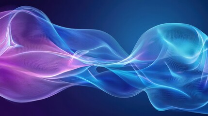 Obraz premium Ethereal Abstract Waves of Light Illustrating Flowing Energy and Motion in Soft Blue and Purple Hues Against a Deep Blue Background