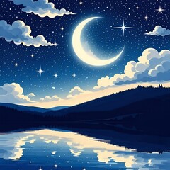 Starry Night Sky with Glimmering Stars