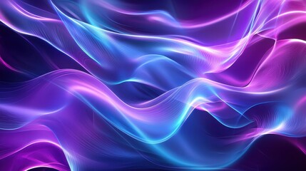 Fototapeta premium Abstract Wave Background in Vibrant Purple and Blue Shades, Elegant Flowing Lines Creating a Dreamy Ethereal Visual for Modern Digital and Art Designs