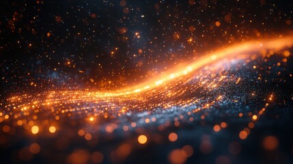 Obraz premium Abstract Background Sparkling Orange and Blue Glowing Particles Energy Light