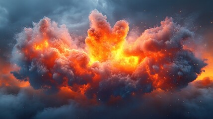 Fiery Cloud Explosion, Stormy Sky, Apocalyptic Scene