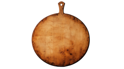 A rustic wooden cutting board resting on a clean countertop in a cozy kitchen setting at noon