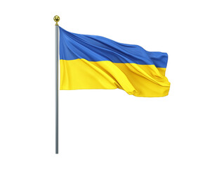 Waving Ukrainian Flag. Blue Yellow flag of Ukraine without background
