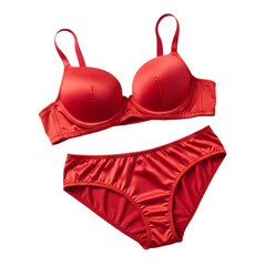 Red panty set lingerie womens underwear isolated on white background