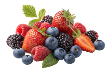 rozen mixed berries isolated on transparent or white background, png