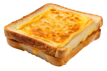 Cheese toast isolated on transparent or white background, png