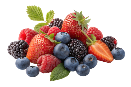 rozen mixed berries isolated on transparent or white background, png