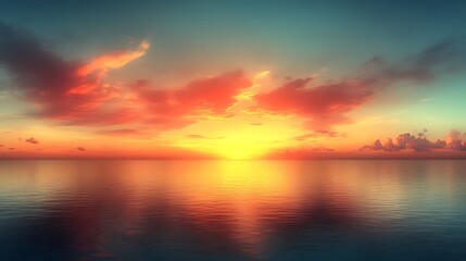 Obraz premium Vibrant Sunset Over Calm Ocean Waters
