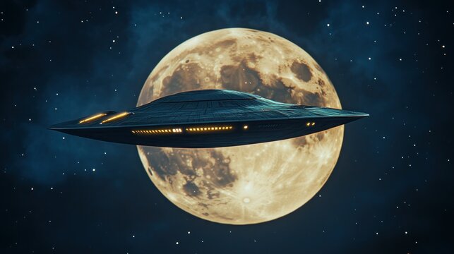 Alien spaceship (UFO) is flying at night
