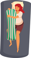 Peaceful sleep, woman enjoys a restful night, hugging a pillow in her comfortable bed