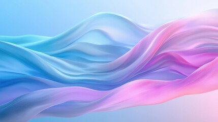 Fototapeta premium Ethereal Waves of Soft Silk in Gradients of Blue and Pink Flowing Across a Light Background, Creating a Serene and Dreamy Atmosphere for Design and Art Projects