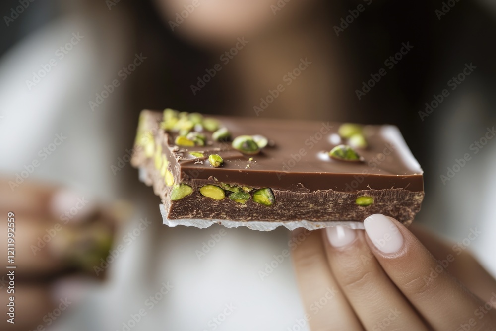 Aufkleber a close-up shot of a person grasping a slice of food, perfect for use in editorial or lifestyle imag