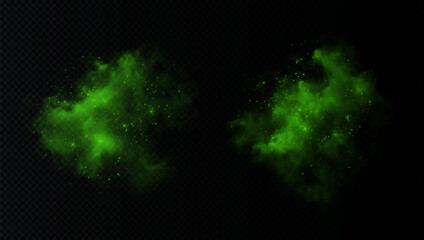 fantastic smoky background with glowing green vapor, twinkling stars, and shimmering particles. Enchanting magic mist with stardust and glitter, creating a mystical and dreamy atmosphere. Vector illus