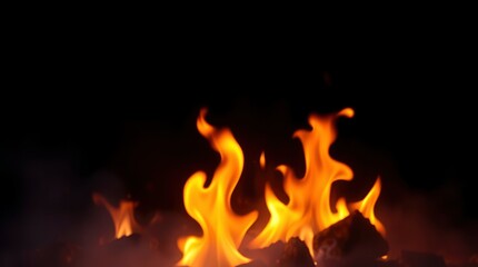 Fiery Embers: A Dramatic Close-Up of Dancing Flames