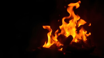 Fiery Embers: A Dramatic, Dark Fire Photography