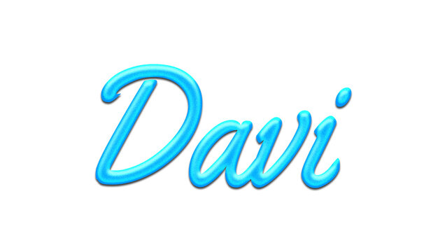 Glowing blue effect of name Davi on white background.