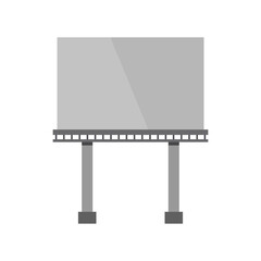 Obraz premium Vector illustration of a blank gray billboard mounted on two poles with sturdy concrete bases.
