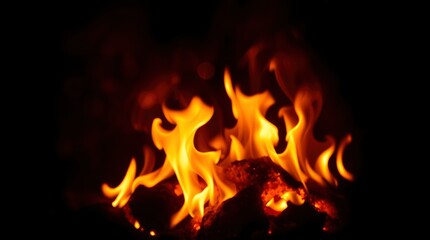 Fiery Embers: A Dramatic Close-Up of Dancing Flames