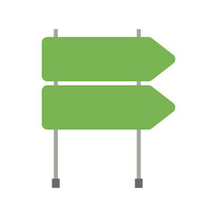 Obraz premium Minimalist directional sign with two blank green arrows pointing in the same direction.