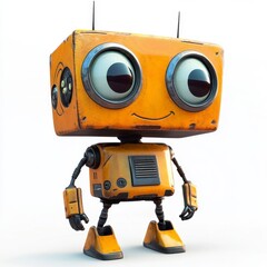 Cheerful Robot Character with Big Eyes and Friendly Expression