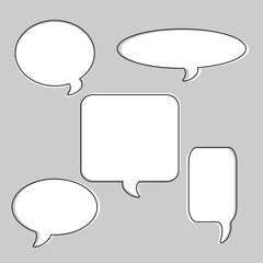 white bubble speach in frame empty , set baloon, conversation dialogue, bubbles set