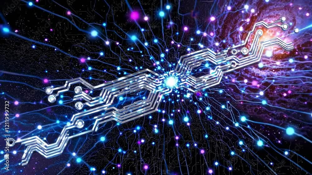 Aufkleber Exploring the intersection of technology and the universe through digital art and innovation