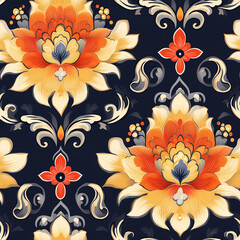 A seamless pattern designed in an Eastern style, Seamless design allows for a perfectly continuous pattern with no visible seams.