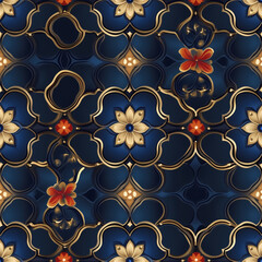 A seamless pattern designed in an Eastern style, Seamless design allows for a perfectly continuous pattern with no visible seams.