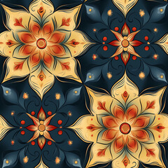 A seamless pattern designed in an Eastern style, Seamless design allows for a perfectly continuous pattern with no visible seams.