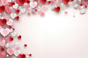 Valentine's Day Background with Red and Pink Hearts and White Space for Text, Illustration