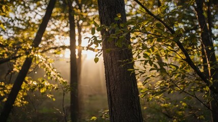 Fototapeta premium sun in the forest generative ai