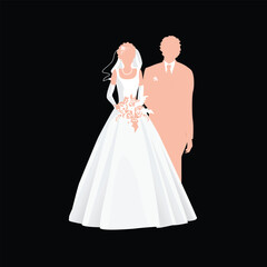 Naklejka premium wedding pose silhouette couple vector