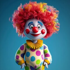 Obraz premium Colorful Cartoon Clown Character with Big Hair and Polka Dots