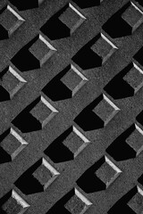 Black Perforated panels for the facade. Metal panels for wall decoration. Decorative metal panels. Production of modern facade panels. 