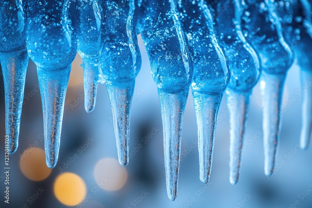 Poster a cluster of icicles hangs from the ceiling, creating a winter wonderland scene