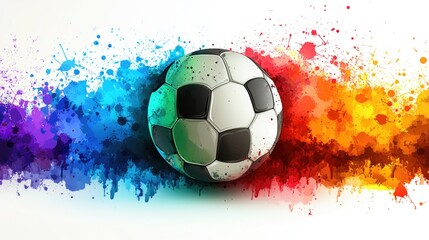 Naklejka premium Vibrant splash of color behind a soccer ball