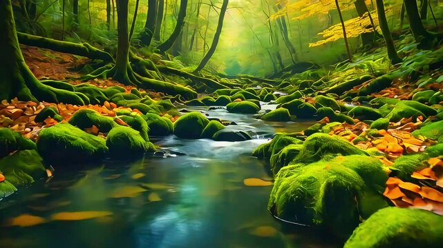 Serene Nature Landscape in a Vibrant Forest Setting