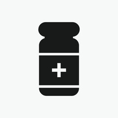 A medicine bottle icon representing healthcare, prescriptions, or pharmacy
